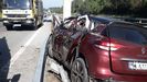 Accidente de trfico en la Autova del Cantbrico, a la altura de El Franco