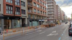 Obras en la avenida de Pablo Iglesias en Gijón