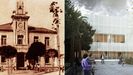 A la izquierda, imagen de la fachada del edificio construido en 1907. A la derecha, recreacin de la fachada de la futura casa consistorial de Ribeira.