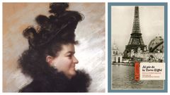La condesa de Pardo Bazn, retratada por en 1896 por Joaqun Vaamonde Cornide. A la derecha, portada del libro de crnicas parisinas