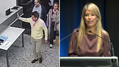 A la izquierda, llegada de Mazn al Cecopi, en una captura de la cmara de seguridad. A la derecha, imagen de archivo de la periodista Maribel Vilaplana