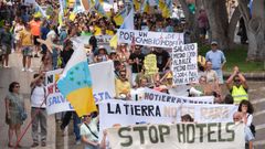 Concentración el pasado sábado en Puerto Rosario, Fuerteventura, en protesta por la masificación turística.