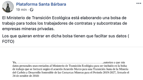 Anuncio de Plataforma Santa B�rbara para solicitar datos para la bolsa de trabajo