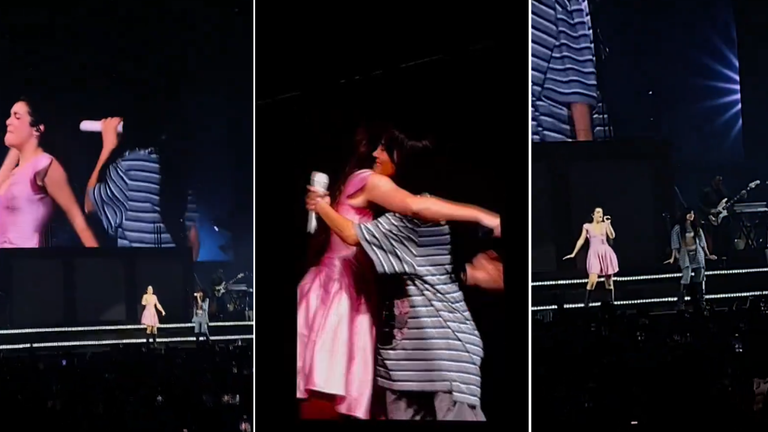Capturas del vídeo de la actuación de Amaia y Aitana este domingo, en el Movistar Arena.