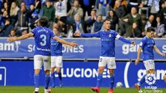 Arribas, Tejera y Nieto durante el Oviedo-Tenerife