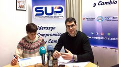 Representantes de SUP Galicia durante la rueda de prensa en la que han denunciado una situacin lmite de personal en las comisaras gallegas