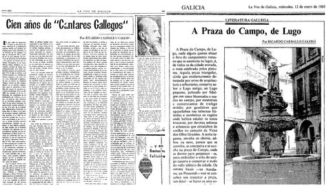 Dous dos mais de douscentos artigos que publicou Carvalho Calero en La Voz