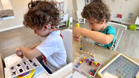 Diego, durante las sesiones de logopedia