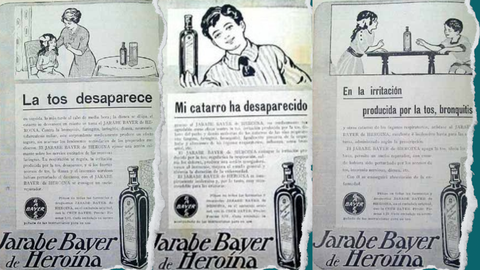 Anuncio en prensa espaola del jarabe de herona de Bayer.