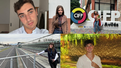 Diego Marcos,�Laura S�nchez, Mar�a Jes�s Dago, Luc�a Cofi�o y Eduardo Vald�s, estudiantes de FP