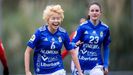 Yuki celebra el primer gol del Real Oviedo Femenino al Sporting