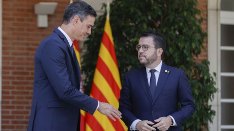 El presidente del Gobierno, Pedro Sánchez, y el de la Generalitat. Pere Aragonès