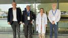 Julin lvarez Escudero, decano de Medicina de la USC; Manuel Sobrinho, catedrtico de Anatoma Patolgica de la Universidade do Porto (Portugal); Elona Nez, gerente del rea sanitaria de Santiago y Barbanza; y Jos Manuel Cameselle, patlogo del Hospital Clnico de Santiago especialista en tiroides, en la inauguracin del encuentro de especialistas