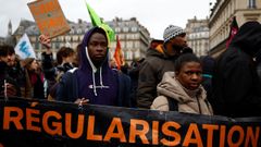 Protesta contra la reforma migratoria, el pasado 25 de enero en París.
