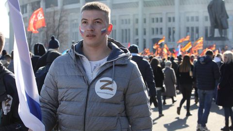 Manifestación el pasado día 18 en Moscú para conmemorar la invasión de Crimea, en el 2014