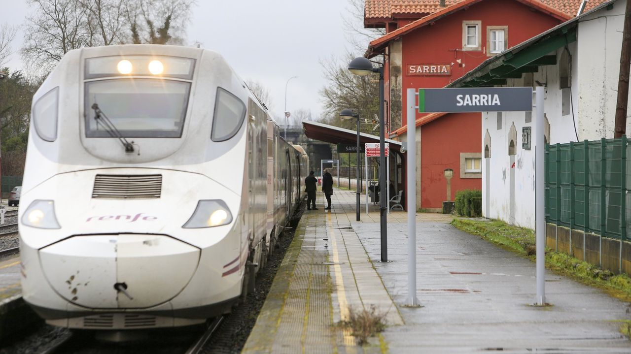 Fiesta ilegal en Lncara.Imagen de un tren Alvia parado en la estacin de Sarria