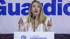 María Guardiola, durante su intervención de este sábado ante la junta directiva regional del PP de Extremadura