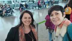 La eurodiputada Ana Miranda y la portavoz nacional del BNG, Ana Pontón, en una fotografía compartida en Twitter antes de partir a Suiza.