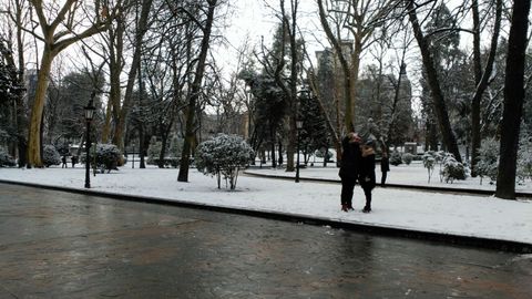Nieve en Oviedo.Parque San Francisco