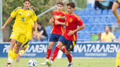 Pablo Agudn, con la seleccin espaola Sub-19 ante Ucrania
