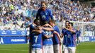 Gol Real Oviedo Horizontal.Los futbolistas del Real Oviedo celebran el primer gol ante el Cordoba