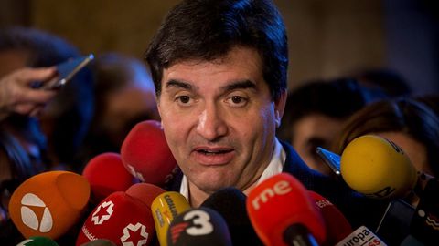 El portavoz de ERC, Sergi Sabrià, en una rueda de prensa el pasado mes de enero