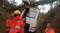 El 2 de enero, la caída de dos pinos dejó a ocho pasajeros y al maquinista atrapados durante horas en el tren en O Vicedo.