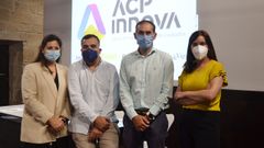 Noelia Lpez, Ricardo Fra, Jos Mara Cancela y Luca Saborido, ayer, en la presentacin de la Ctedra ACP-Innova en la Casa das Camps