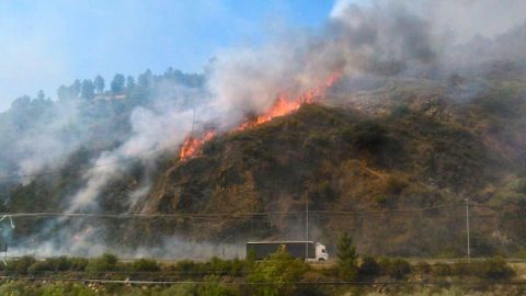 Uno de los ltimos incendios registrados en zonas prximas a la N-120 en Quiroga