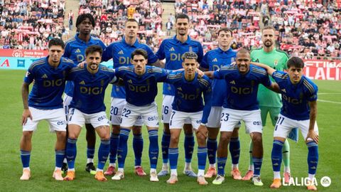 El once inicial del Real Oviedo ante el Girona