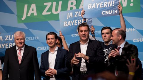 El canciller austraco, Sebastian Kurz, intent animar con su presencia la campaa de la CSU