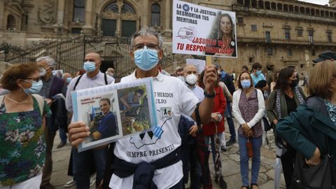 Imagen de archivo de una manifestación de víctimas del Alvia, en Santiago, durante el 2021