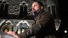 El presidente de Vox, Santiago Abascal, durante un reciente acto electoral en León.