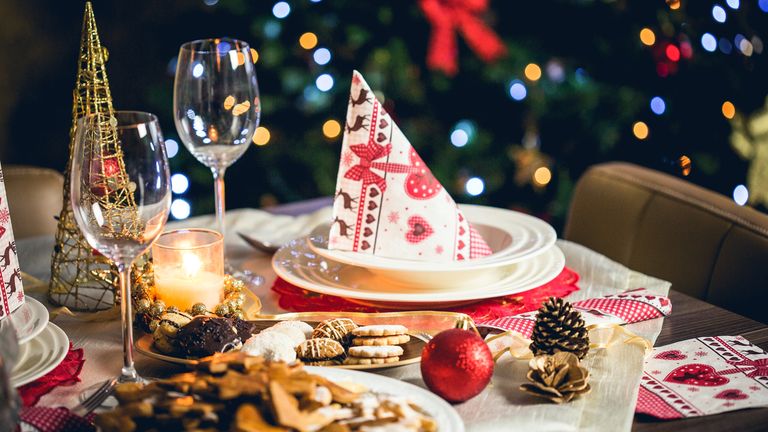 mesa, navidad, decoración navideña