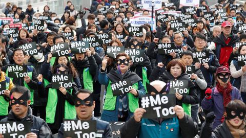 Mujeres coreanas participan en un acto de apoyo al Movimiento Me Too convocado por la Confederacin de Sindicatos coincidiendo con el Da Internacional de la Mujer en Sel, Coreal del Sur