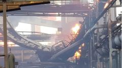 Estado de la tubera afectada por el incendio en Arcelor