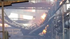 Estado de la tuber�a afectada por el incendio en Arcelor