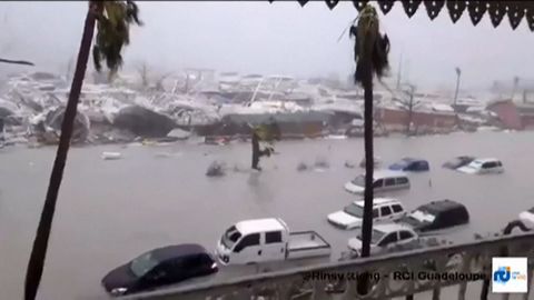 Calles completamente inundadas en Guadalupe.
