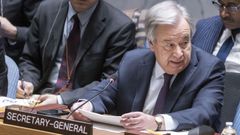 El secretario general de la ONU, Antnio Guterres, durante el Consejo de Seguridad celebrado este viernes en Nueva York.