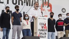 El presidente de mnium Cutural, Jordi Cuixart, en un acto en octubre