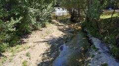 Estado del río Maquiás, en Ribadavia, del que ya no se recoge el agua para el suministro en la villa, tras la sequía del pasado año