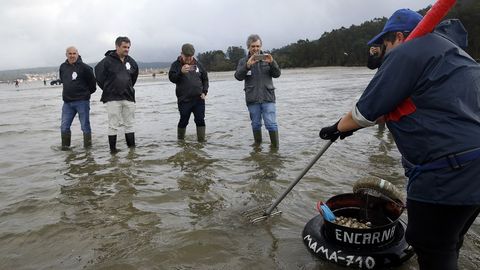 Alberto Chicote visita los bancos marisqueros de Testal en Noia