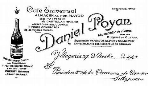 Publicidad del Café Poyán, con cerillas y telegramas, del año 1922.