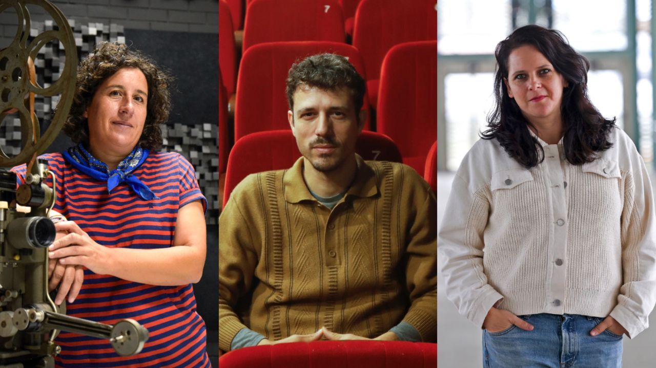 De izquierda a derecha, Beli Martínez, Lois Patiño y Jaione Camborda