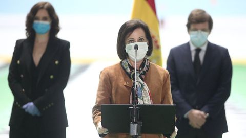 Margarita Robles, en la imagen, durante su discurso en el Palacio de Hielo, es la ministra mejor valorada por los expertos