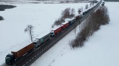 Colapso de camiones en la frontera polaco-ucraniana.