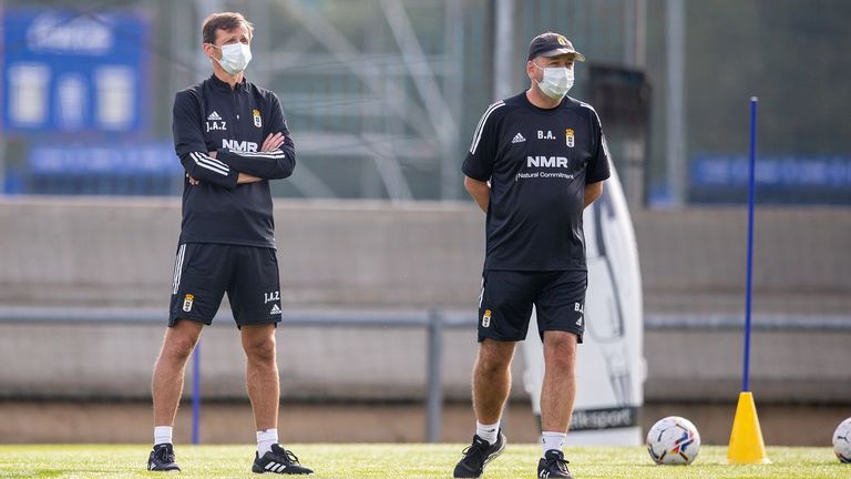 Cuco Ziganda y Bingen Arostegi, en un momento de la sesión de entrenamiento