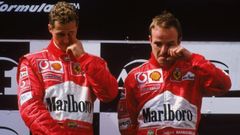 Michael Schumacher y Rubens Barrichello.Michael Schumacher y Rubens Barrichello en Ferrari