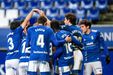 Los jugadores del Oviedo celebran uno de los goles al Tenerife