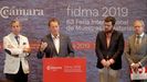 De izquierda a derecha, Pedro López Ferrer, Félix Baragaño, Álvaro Alonso y Hugo Fontela, ayer, en la presentación de la 63 Feria Internacional de Muestras de Asturias